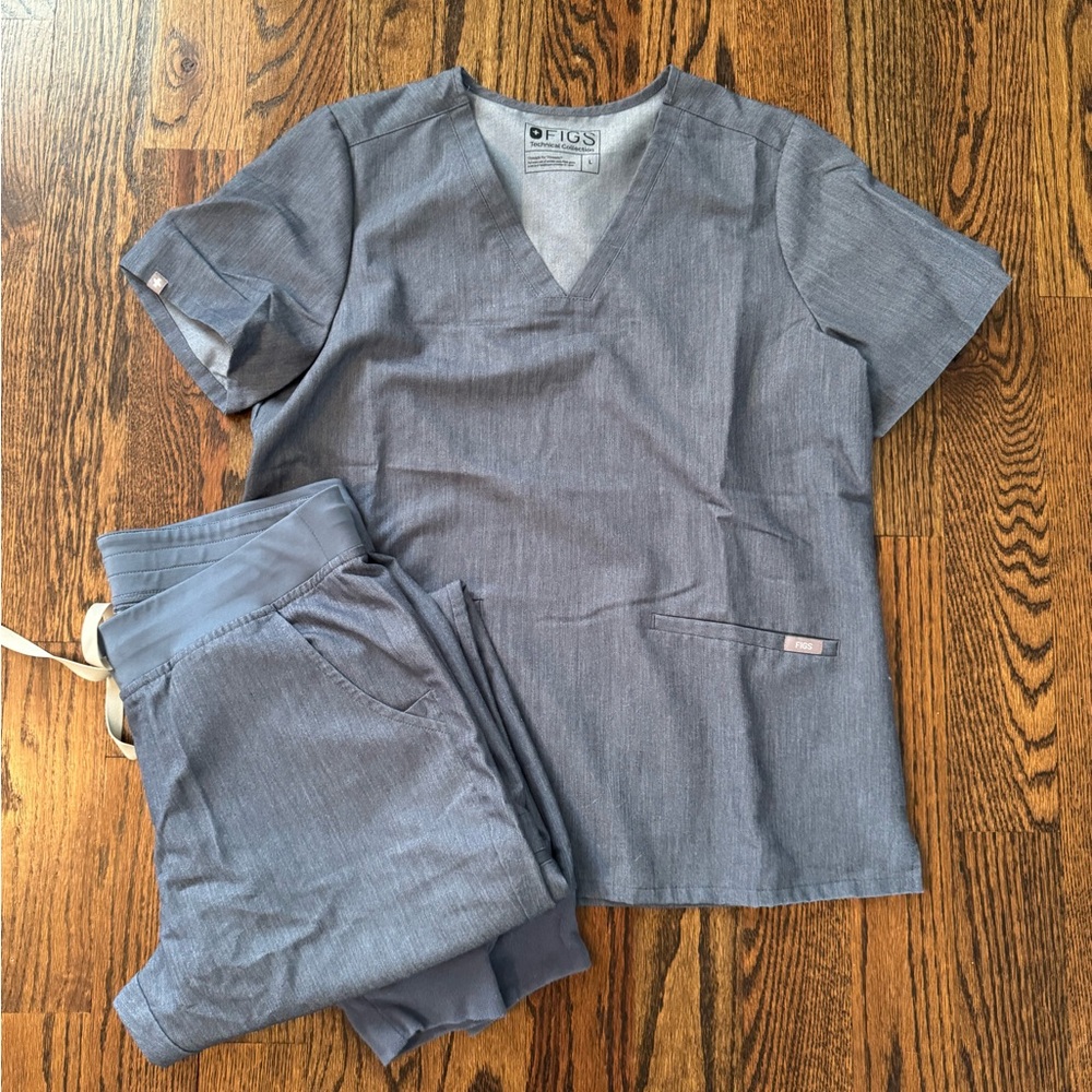 Figs heather denim set